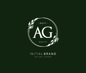 A G AG Beauty vector initial logo, handwriting logo of initial signature, wedding, fashion, jewerly, boutique, floral and botanical with creative template for any company or business.