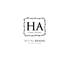 H A HA Beauty vector initial logo, handwriting logo of initial signature, wedding, fashion, jewerly, boutique, floral and botanical with creative template for any company or business.