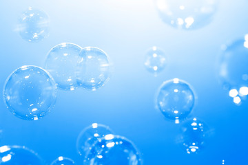 beautiful blue soap bubbles background