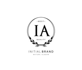 I A IA Beauty vector initial logo, handwriting logo of initial signature, wedding, fashion, jewerly, boutique, floral and botanical with creative template for any company or business.