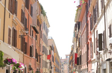 Fototapeta na wymiar Via Due Macelli street cityscape downtown Rome Italy