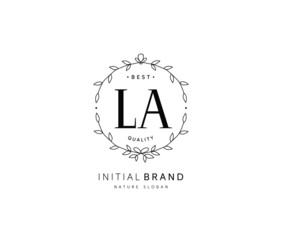 L A LA Beauty vector initial logo, handwriting logo of initial signature, wedding, fashion, jewerly, boutique, floral and botanical with creative template for any company or business.