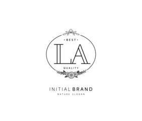 L A LA Beauty vector initial logo, handwriting logo of initial signature, wedding, fashion, jewerly, boutique, floral and botanical with creative template for any company or business.