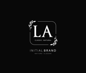 L A LA Beauty vector initial logo, handwriting logo of initial signature, wedding, fashion, jewerly, boutique, floral and botanical with creative template for any company or business.