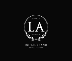 L A LA Beauty vector initial logo, handwriting logo of initial signature, wedding, fashion, jewerly, boutique, floral and botanical with creative template for any company or business.