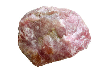 Rose quartz mineral stone isolated on white