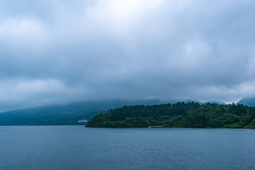 moody sky and cloud rain is coming  , Lake Ashi
