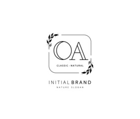 O A OA Beauty vector initial logo, handwriting logo of initial signature, wedding, fashion, jewerly, boutique, floral and botanical with creative template for any company or business.