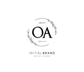 O A OA Beauty vector initial logo, handwriting logo of initial signature, wedding, fashion, jewerly, boutique, floral and botanical with creative template for any company or business.