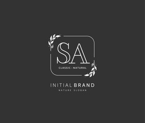 S A SA Beauty vector initial logo, handwriting logo of initial signature, wedding, fashion, jewerly, boutique, floral and botanical with creative template for any company or business.