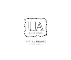 U A UA Beauty vector initial logo, handwriting logo of initial signature, wedding, fashion, jewerly, boutique, floral and botanical with creative template for any company or business.