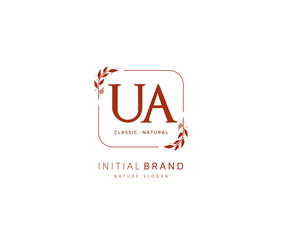 U A UA Beauty vector initial logo, handwriting logo of initial signature, wedding, fashion, jewerly, boutique, floral and botanical with creative template for any company or business.