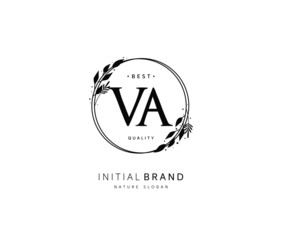 V A VA Beauty vector initial logo, handwriting logo of initial signature, wedding, fashion, jewerly, boutique, floral and botanical with creative template for any company or business.