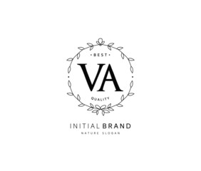 V A VA Beauty vector initial logo, handwriting logo of initial signature, wedding, fashion, jewerly, boutique, floral and botanical with creative template for any company or business.