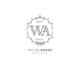 W A WA Beauty vector initial logo, handwriting logo of initial signature, wedding, fashion, jewerly, boutique, floral and botanical with creative template for any company or business.