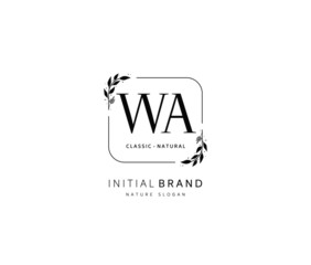 W A WA Beauty vector initial logo, handwriting logo of initial signature, wedding, fashion, jewerly, boutique, floral and botanical with creative template for any company or business.