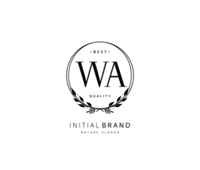 W A WA Beauty vector initial logo, handwriting logo of initial signature, wedding, fashion, jewerly, boutique, floral and botanical with creative template for any company or business.