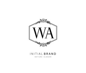W A WA Beauty vector initial logo, handwriting logo of initial signature, wedding, fashion, jewerly, boutique, floral and botanical with creative template for any company or business.