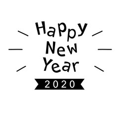 Happy new year 2020 text on white background