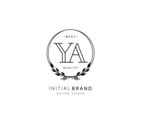 Y A YA Beauty vector initial logo, handwriting logo of initial signature, wedding, fashion, jewerly, boutique, floral and botanical with creative template for any company or business.