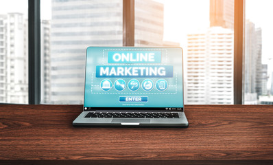 Digital Marketing Technology Solution for Online Business Concept - Graphic interface showing...