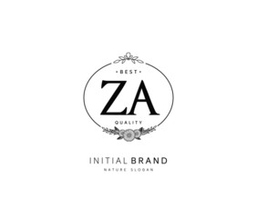 Z A ZA Beauty vector initial logo, handwriting logo of initial signature, wedding, fashion, jewerly, boutique, floral and botanical with creative template for any company or business.
