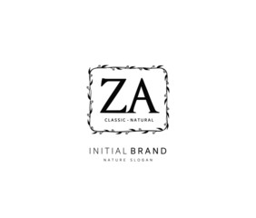 Fototapeta premium Z A ZA Beauty vector initial logo, handwriting logo of initial signature, wedding, fashion, jewerly, boutique, floral and botanical with creative template for any company or business.
