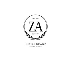 Z A ZA Beauty vector initial logo, handwriting logo of initial signature, wedding, fashion, jewerly, boutique, floral and botanical with creative template for any company or business.