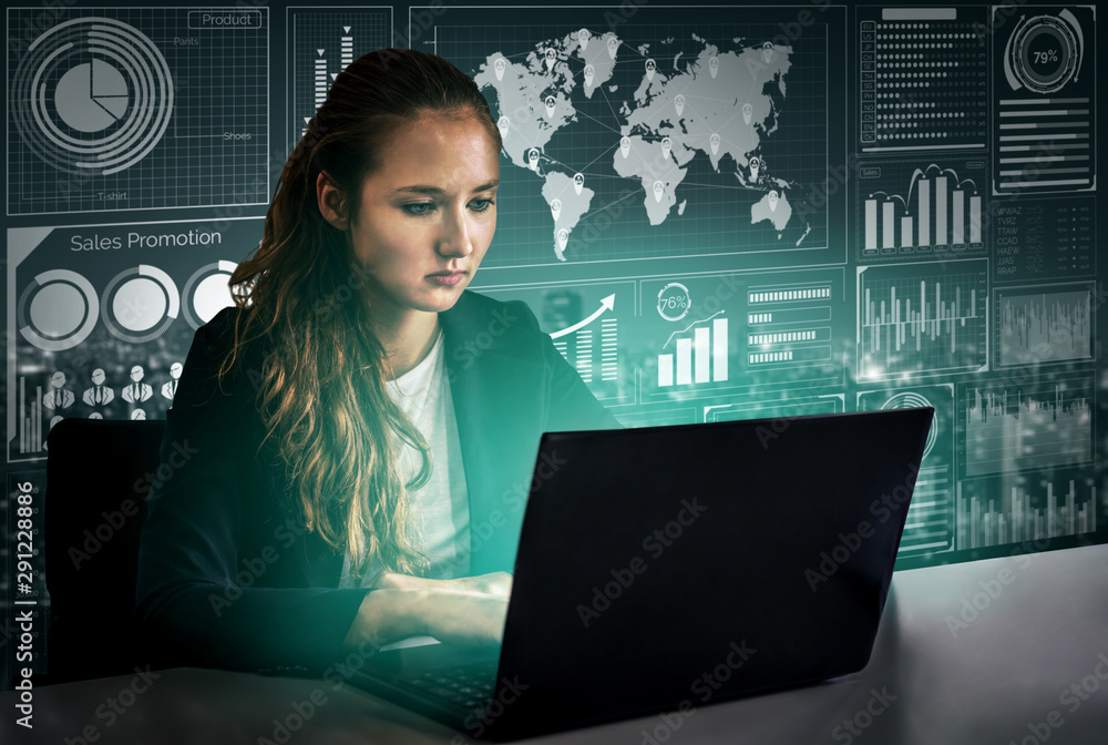 Canvas Prints big data technology for business finance analytic concept. modern graphic interface shows massive in