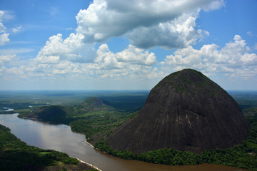 Guainía river with amazing mountain of Mavicure. Colombia, Mono (Monkey)