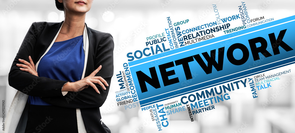 Poster human resources recruitment and people networking concept. modern graphic interface showing professi