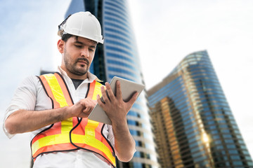 Industry worker or engineer working on industry project at work site. Engineering people solution...