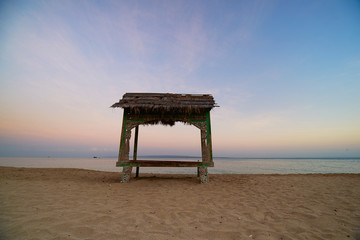 Fototapeta na wymiar wooden hut on the beach