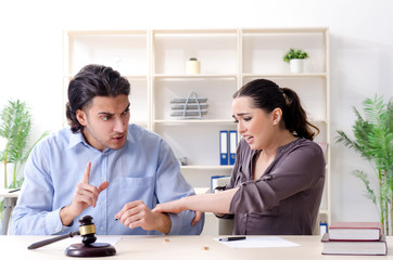 Young family in marriage divorce concept