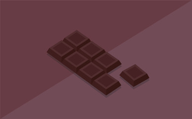 Isometric vector Set of chocolate bars isolated on dark Chocolate design vector illustration. Dark chocolate isolated on dark background.