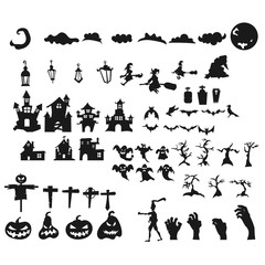  Collection of halloween silhouettes icon