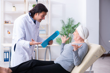 Young male doctor and female oncology patient