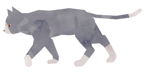 灰色猫・靴下・歩く