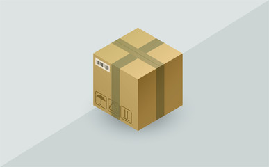 Isometric delivery carton box isolated on white background. 3d Online shipping and transportation vector illustration. Can use for web, apps, infographics