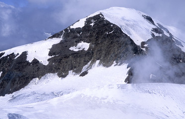 Fototapeta na wymiar Gipfelblick vom Monte Cevedale, 3769 m , der ein beliebtes Ziel für Skitourengeher ist und der zum Hauptkamm der Ortleralpen gehört