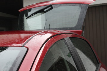Hail damage at car, storm, damage, bump, dent, indention, ding, gougle