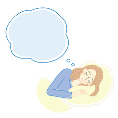 不眠症の女性のイラスト　睡眠　リラックス