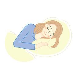 不眠症の女性のイラスト　睡眠　リラックス