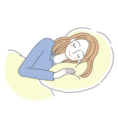 不眠症の女性のイラスト　睡眠　リラックス