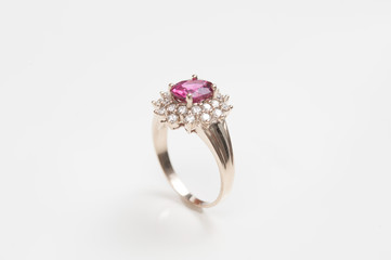 beautiful ring with pink amethyst gem (stone).