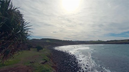 Lennox Head Boulder Beach Landscape Australia NSW. Seaside Holiday Destination