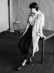 Woman portrait in minimalistic interior