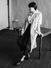 Woman portrait in minimalistic interior