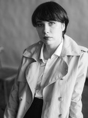 Woman portrait in minimalistic interior