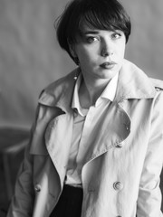 Woman portrait in minimalistic interior